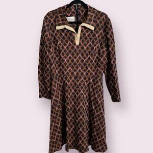 NWT Vintage 60s 70s Kay Windsor The Look You Love Knit Dress Mod Geometric Large